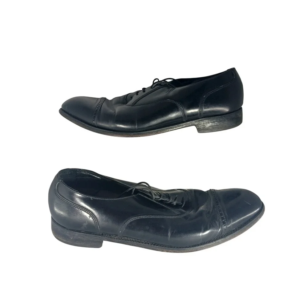 Florsheim Oxford Dress Shoes 10M Black Leather Cap Toe Brogue 20382 Formal Mens